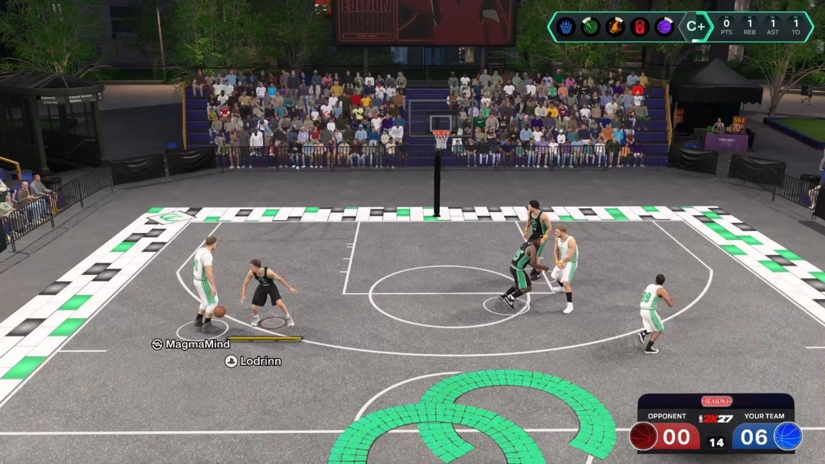 NBA 2K27’de açık hava sahasında iki takımın basketbol maçı