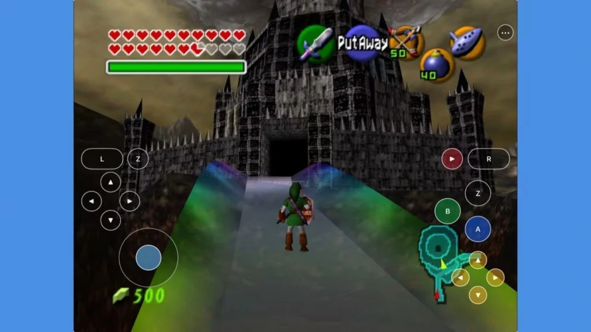 Ocarina of Time mobil sürümünde Link’in dokunmatik kontroller eşliğinde oynanışı