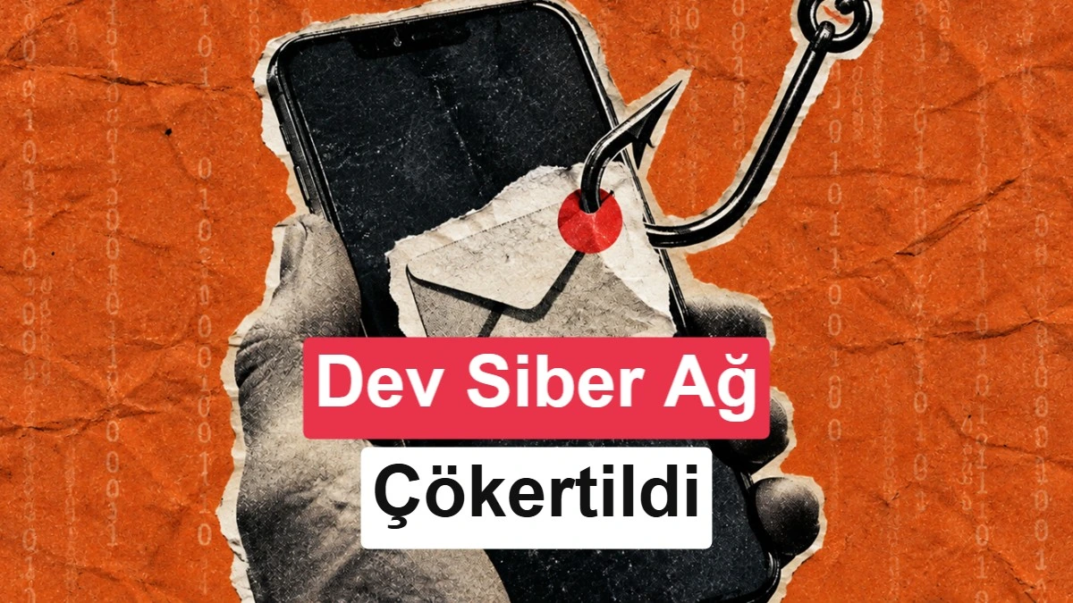 Telefon ve oltalama kancasıyla siber dolandırıcılık ağının çökertilmesini anlatan görsel
