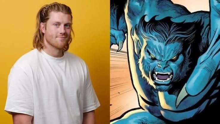 Peter Claffey portresi ile mavi kürklü Beast karakterinin çizgi roman görseli