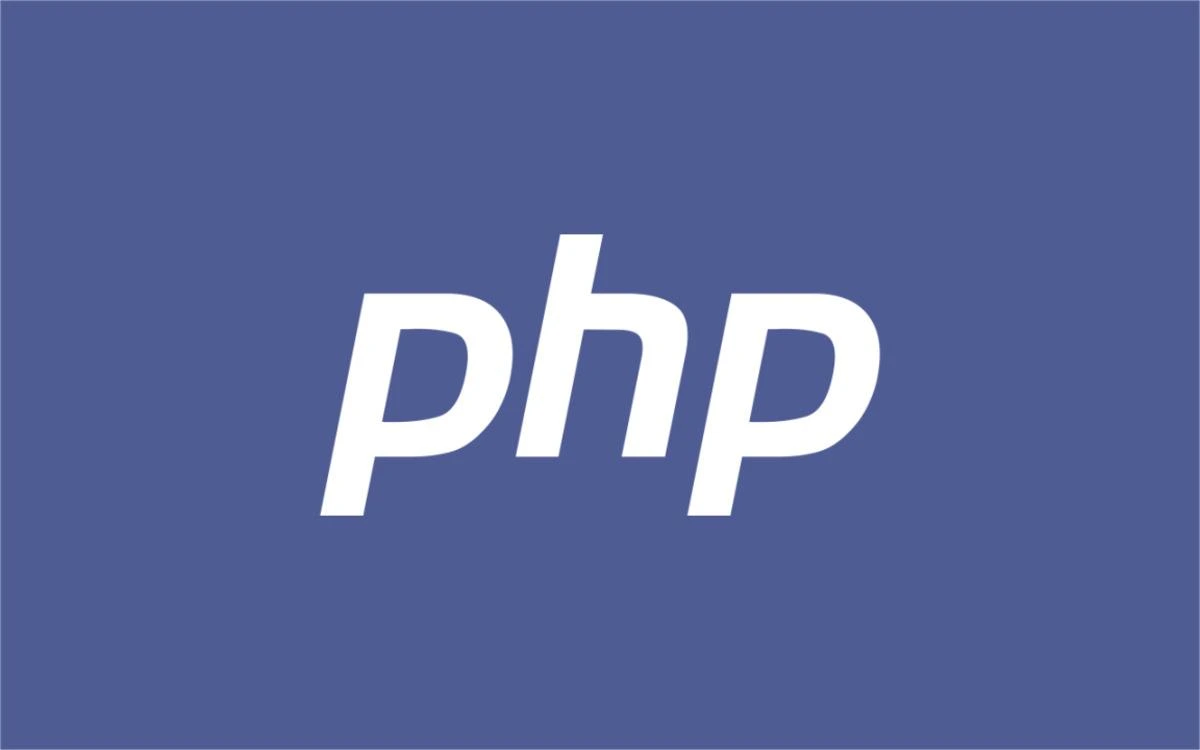 Mavi zemin üzerinde beyaz PHP yazısı