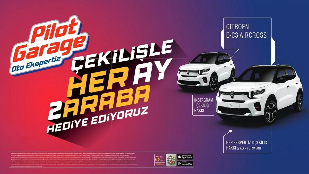 Pilot Garage’ın her ay iki araç hediye ettiği çekiliş kampanyasının tanıtım görseli