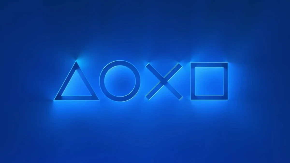 Mavi zemin üzerinde PlayStation tuş simgeleri