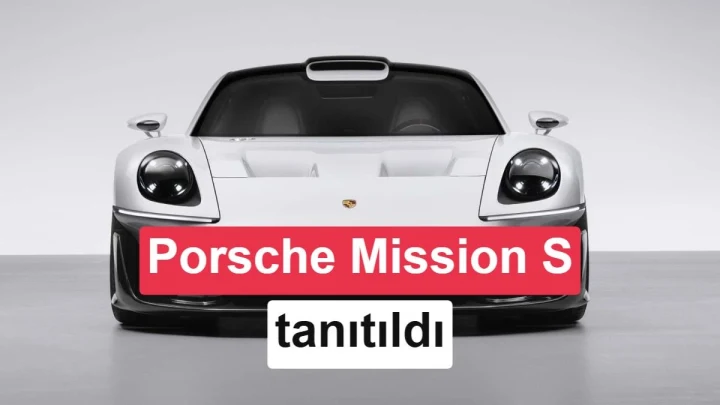 Beyaz Porsche Mission S konsept otomobilinin önden görünümü