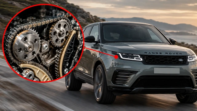 Hareket hâlindeki Range Rover ve zamanlama zinciri görseli