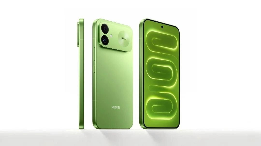 Yeşil Redmi K100’ün ön, arka ve yan görünümü