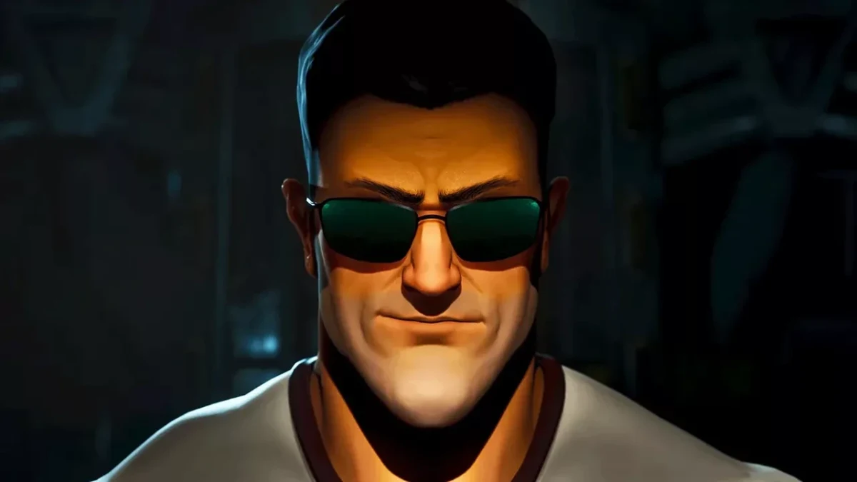 Serious Sam karakterinin güneş gözlükleriyle yakın plan görüntüsü