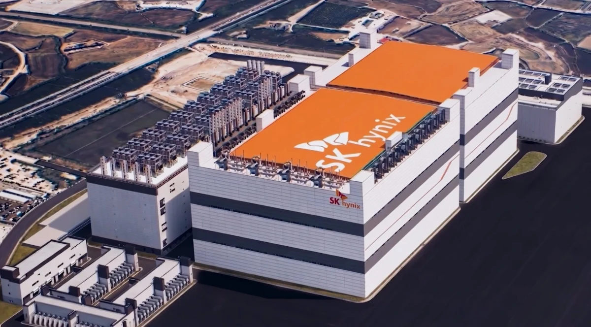 Üzerinde SK hynix logosu bulunan üretim tesisi
