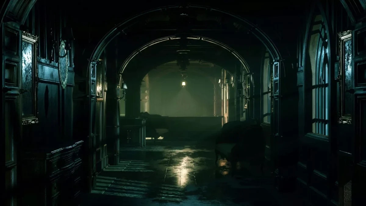 Sker: The Bleeding Veil’de loş ışıklarla aydınlanan koridor