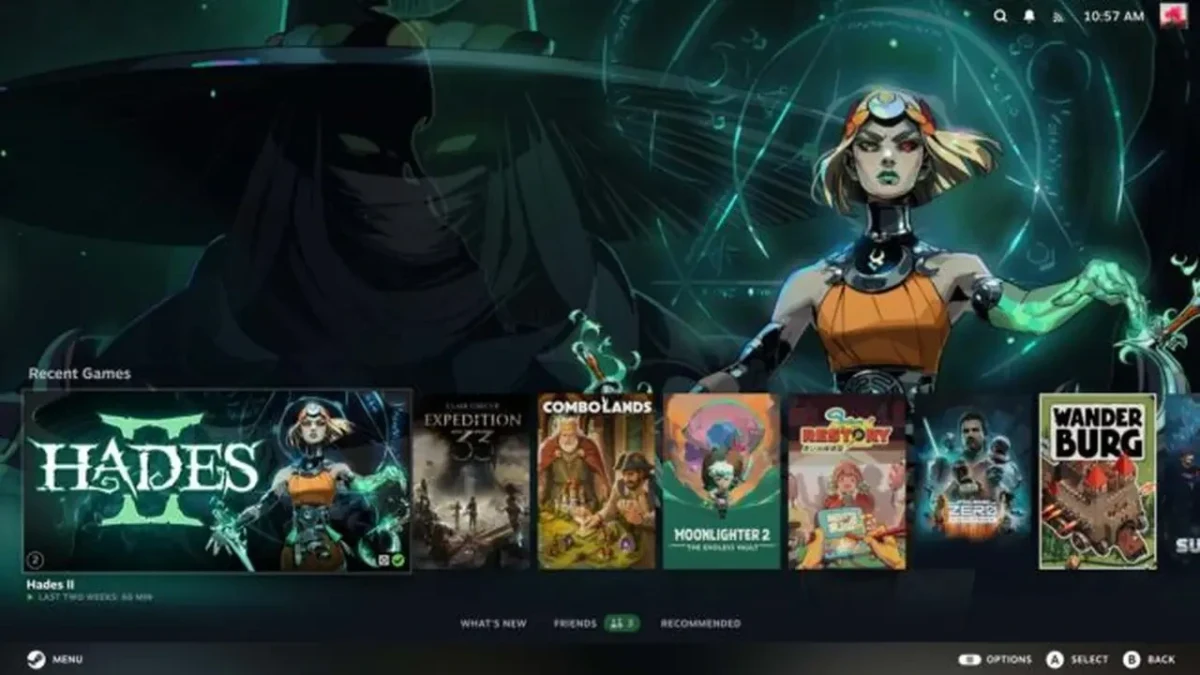 Steam geniş ekran modunda oyun kapaklarının sıralandığı ana ekran