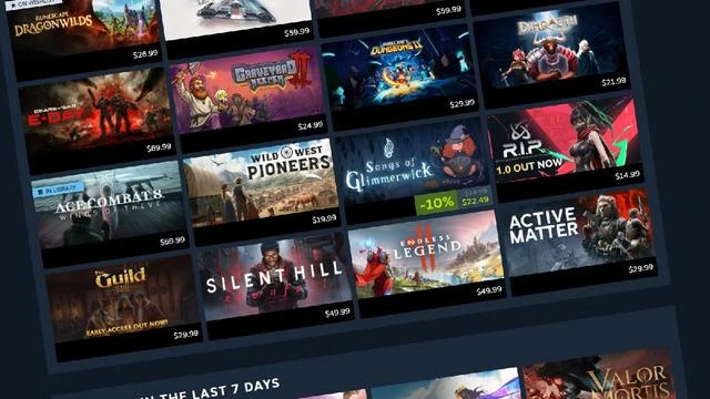 Steam mağazasında farklı oyunların listelendiği kişiselleştirilmiş takvim görünümü