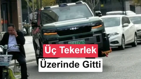Tekerleği kilitlenen BYD, üç tekerlekle ilerledi