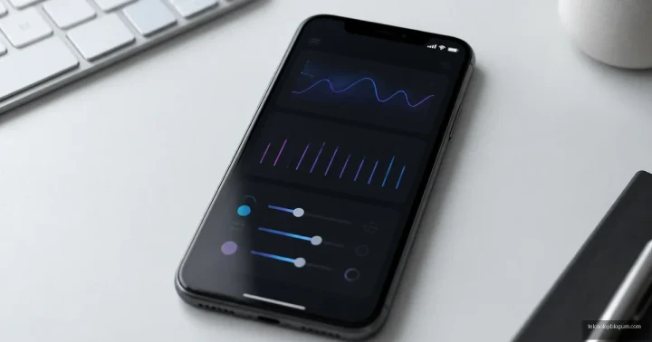 Masa üzerinde duran akıllı telefonun ekranında veri kullanımı grafikleri ve ayar kontrolleri