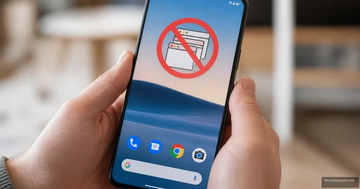 Ekranında reklam engelleme simgesi bulunan bir akıllı telefon