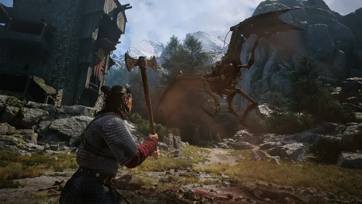 The Blood of Dawnwalker’da bir karakterin yaratığa karşı dövüşmeye hazırlandığı oyun sahnesi
