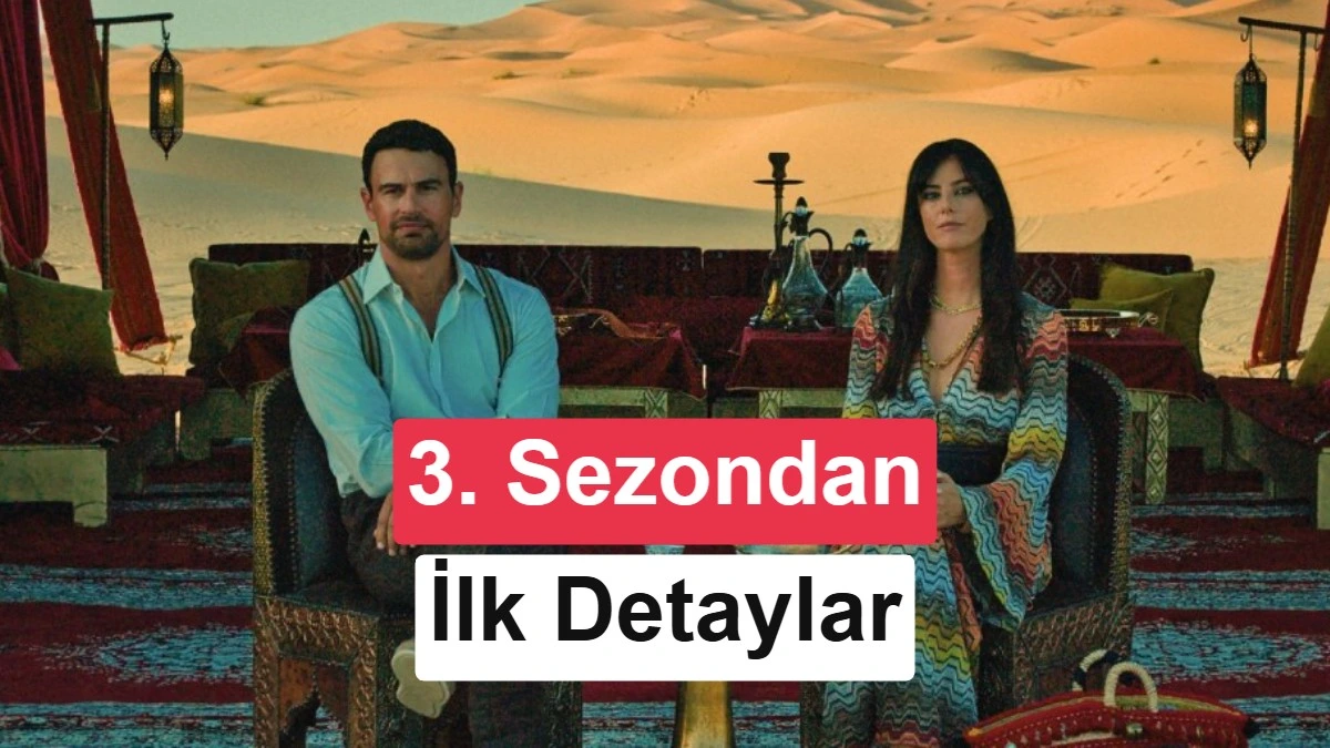 The Gentlemen dizisinin çöl manzarası önünde oturan iki karakteri