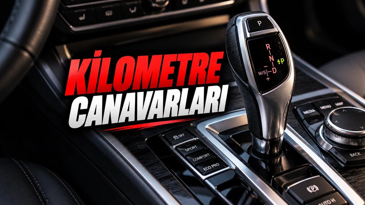 Otomobilin otomatik vites kolu ve kilometre dayanıklılığı yazısı