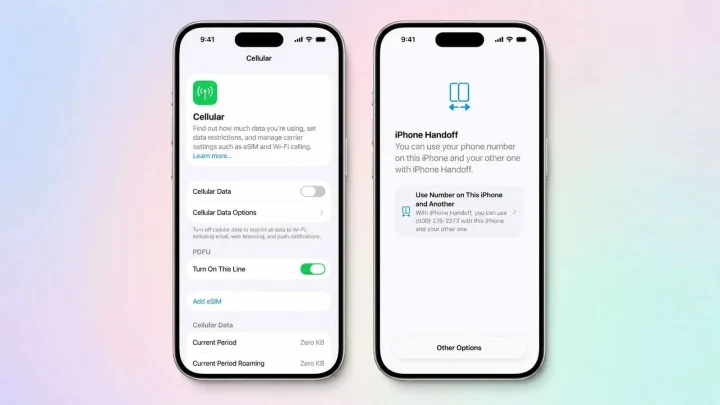 iPhone Handoff ayarlarını gösteren iki iPhone ekranı