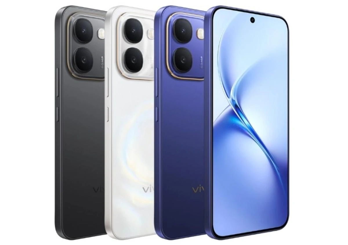 Vivo Y600’ün gri, beyaz ve mor renk seçenekleri ile ekranı