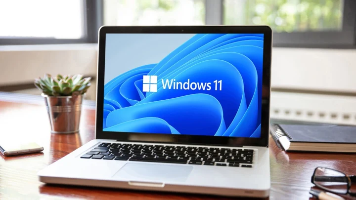 Windows 11 arayüzü açık bir dizüstü bilgisayar