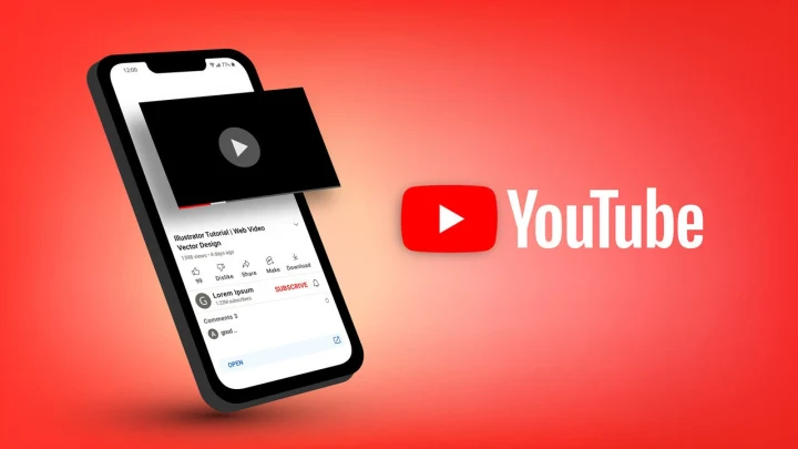 Akıllı telefonda YouTube video arayüzünü gösteren illüstrasyon